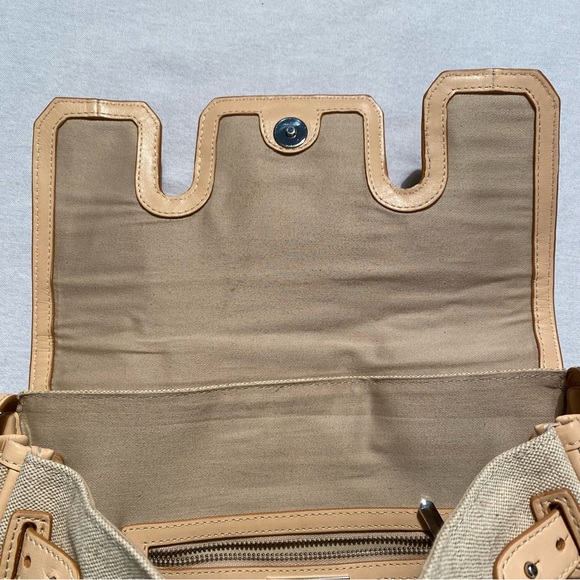 Sam Edelman Sylvia Leather & Jute Cotton Blend Convertible Satchel Tote - Picture 12 of 14